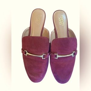 FRANCO SARTO RED BURGUNDY SUEDE MULES SHOES SIZE 11